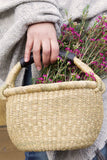 Natural Baby Bolga Basket with Leather Handle