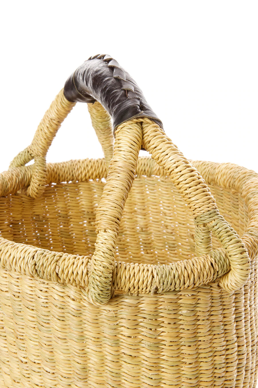 Natural Baby Bolga Basket with Leather Handle