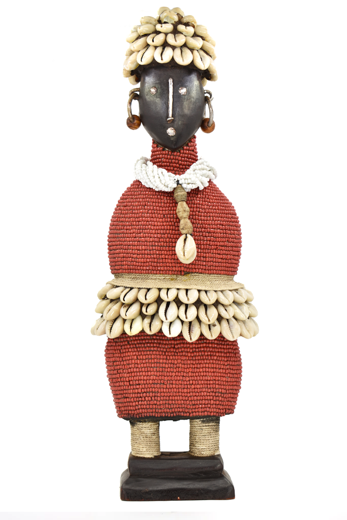 Red Beaded Namji Doll Sculpture