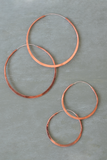 Hammered Copper Hoop Earrings - Small