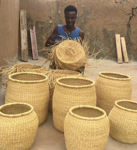 Set of 2 Elephant Grass Barrel Baskets