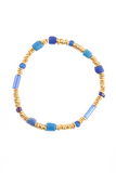 24k Gold Hishi Bracelet with Blue Glass Beads