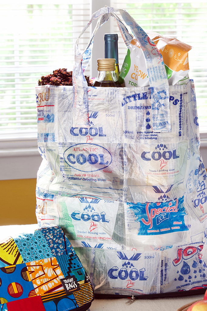 Trashy Bags™ Recycled Plastic Grocery Bags with Patchwork Fabric