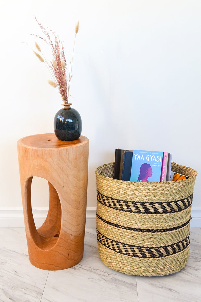 Tanzanian Iringa Grass Baskets with Black Accents