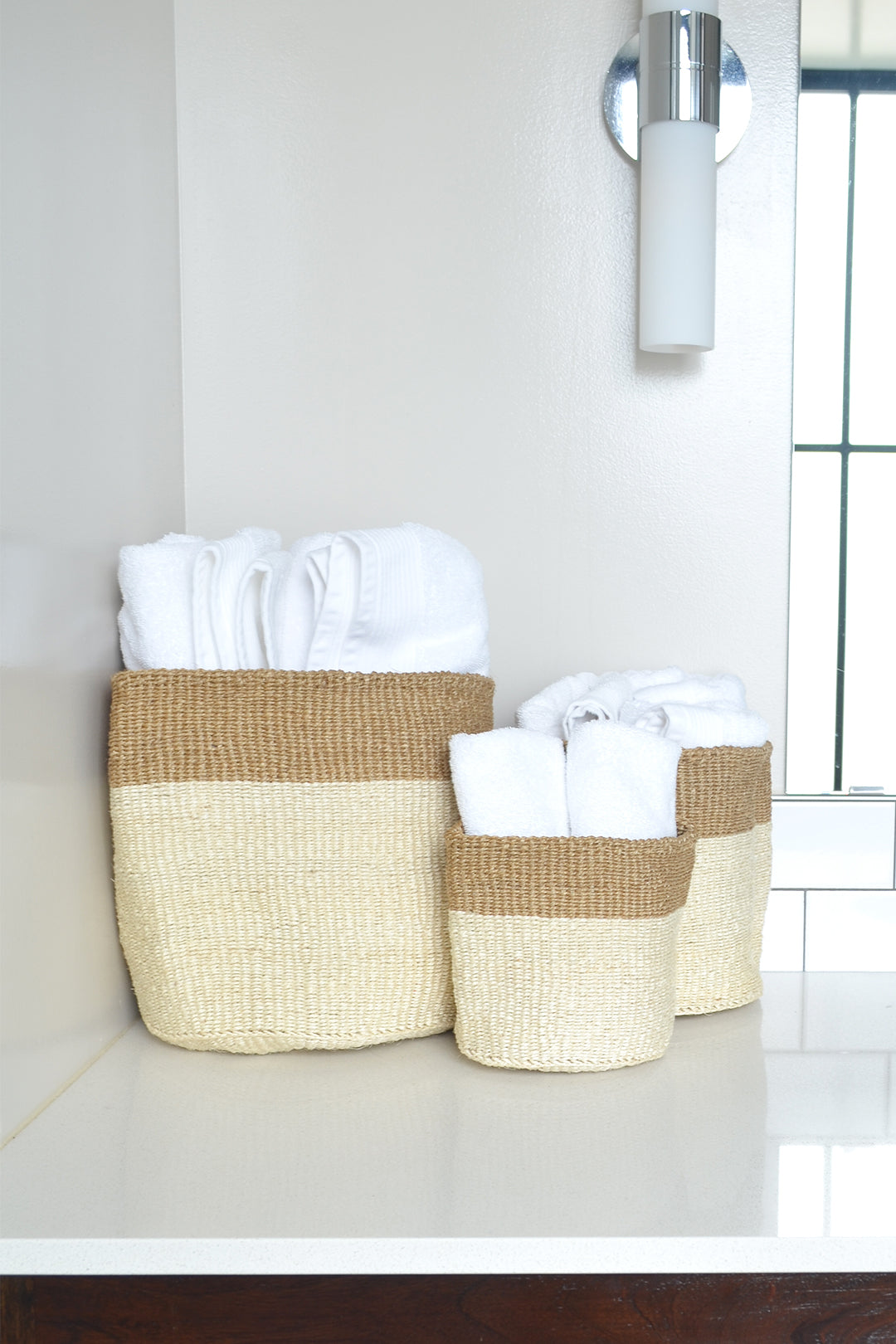 Set of Three Dual Tone Sisal Baskets Default Title