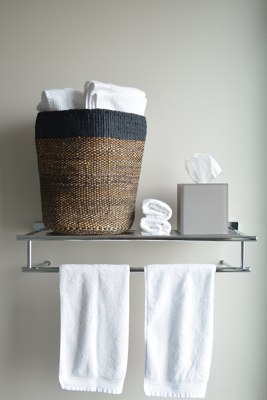 Tall Black Sisal and Banana Fiber Bin Basket