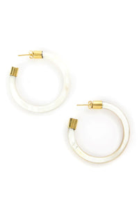 Variegated Light Cow Horn Hoop Earrings