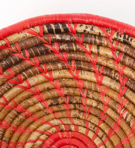 Red Raffia & Natural Banana Leaf Sata Basket