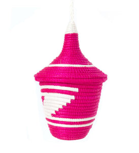 Rwandan Giving Basket Ornament in Pink