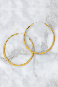 Hammered Brass Hoop Earrings - Large