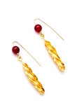 Limited Edition Fulani 24k Gold-Plated Twist Earrings with Ruby Quartz