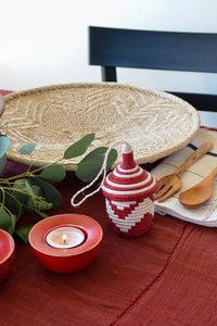 Rwandan Giving Basket Ornament in Red