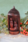 Rwandan Thatched Hut Wooden Nativity Scene