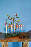 Green African Tree of Life Beaded Hanukkah Menorah