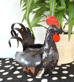 Small Zimbabwean Recycled Teapot Rooster Planter