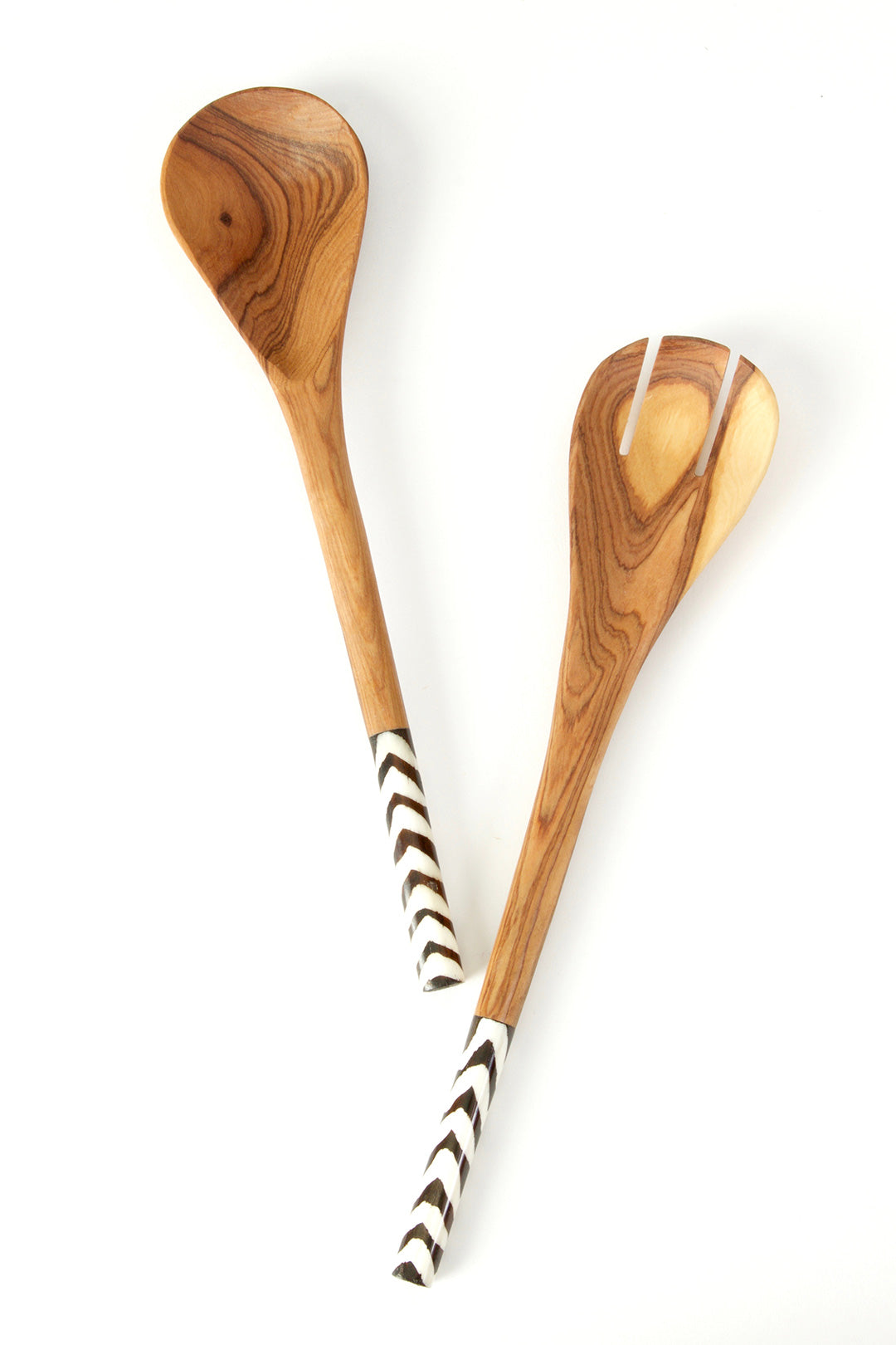 Wild Olive Wood Salad Servers with Bone Handles Default Title