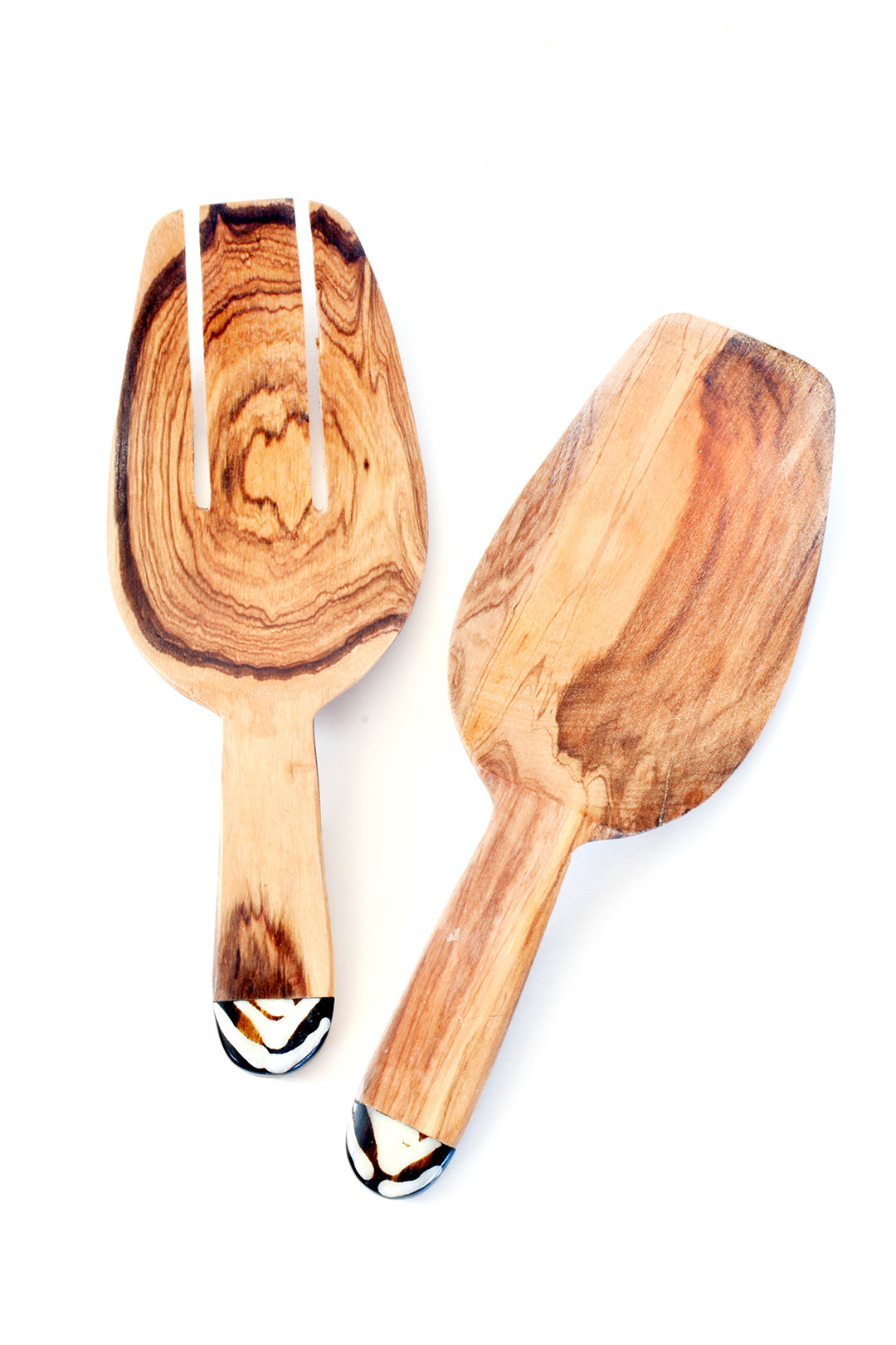 Kenyan Olive Wood and Dyed Bone Salad Scoops Default Title