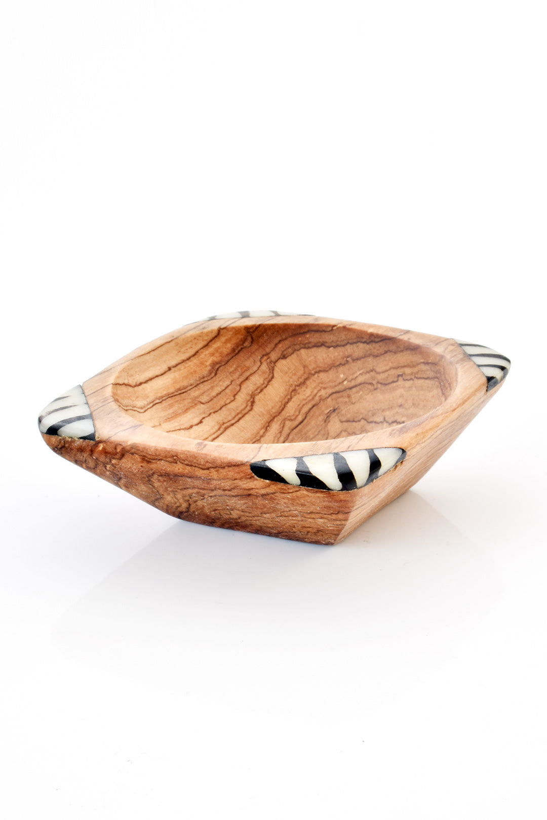 African Olive Wood Dish With Bone Inlay Default Title