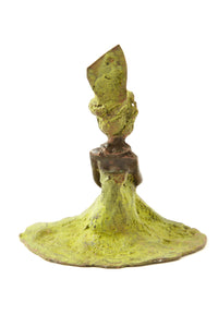 Contemplative Woman in Green Bronze Sculpture Default Title