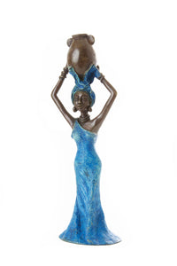 Graceful Water Bearer Bronze African Sculpture
