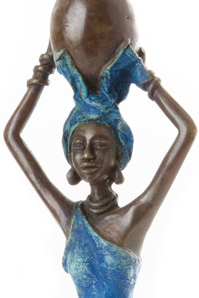 Graceful Water Bearer Bronze African Sculpture - Handmade African Art –  Swahili Modern