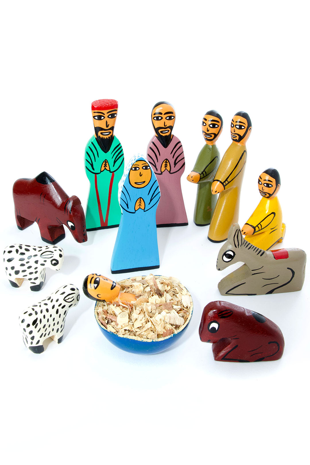 Painted Balsa Wood Nativity Scene Default Title