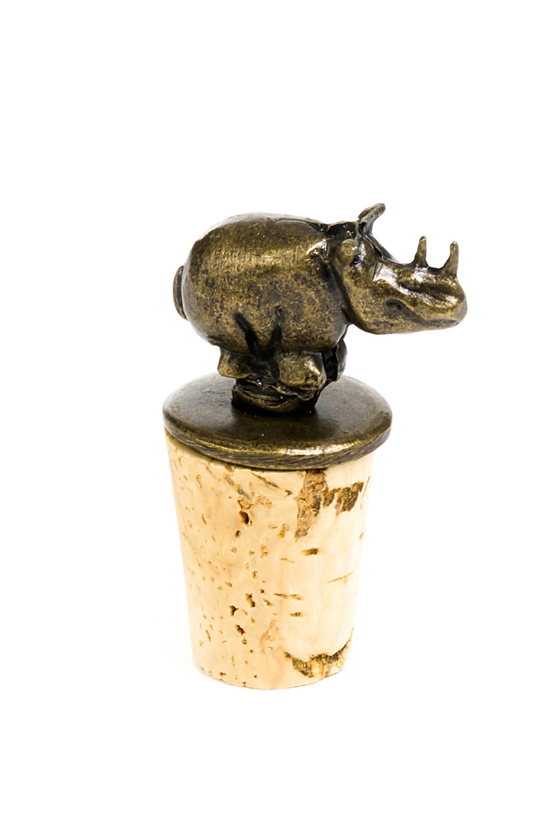 African Brass Wine Bottle Stoppers Rhino Bottle Stopper