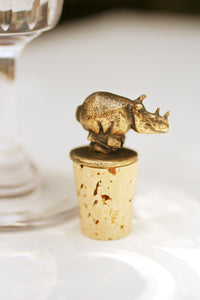 African Brass Wine Bottle Stoppers Rhino Bottle Stopper