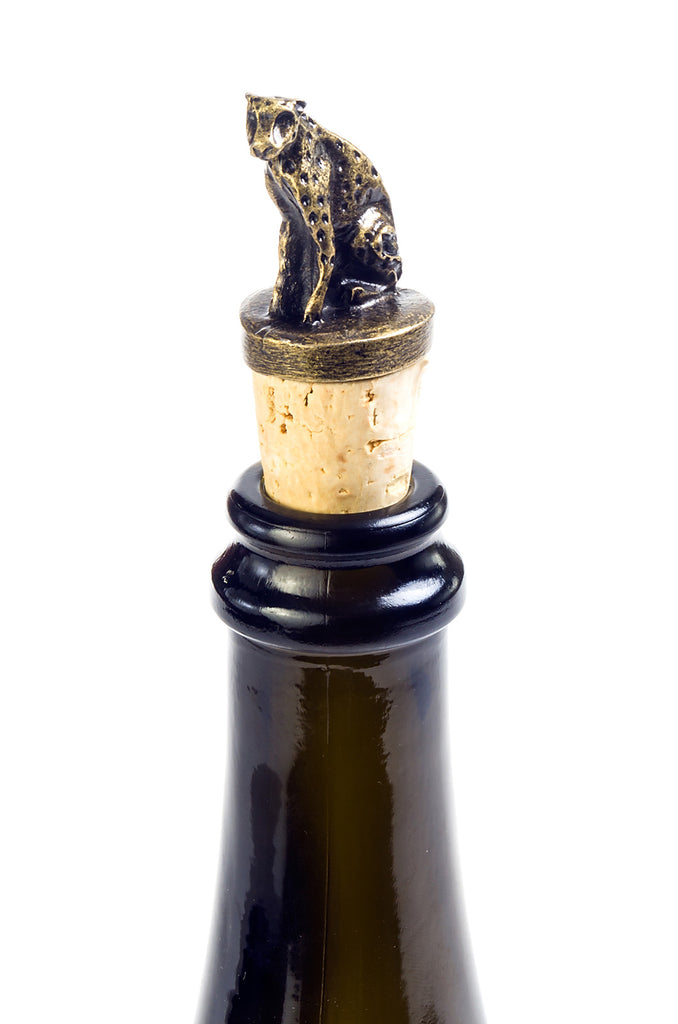 African Brass Wine Bottle Stoppers Cheetah Bottle Stopper