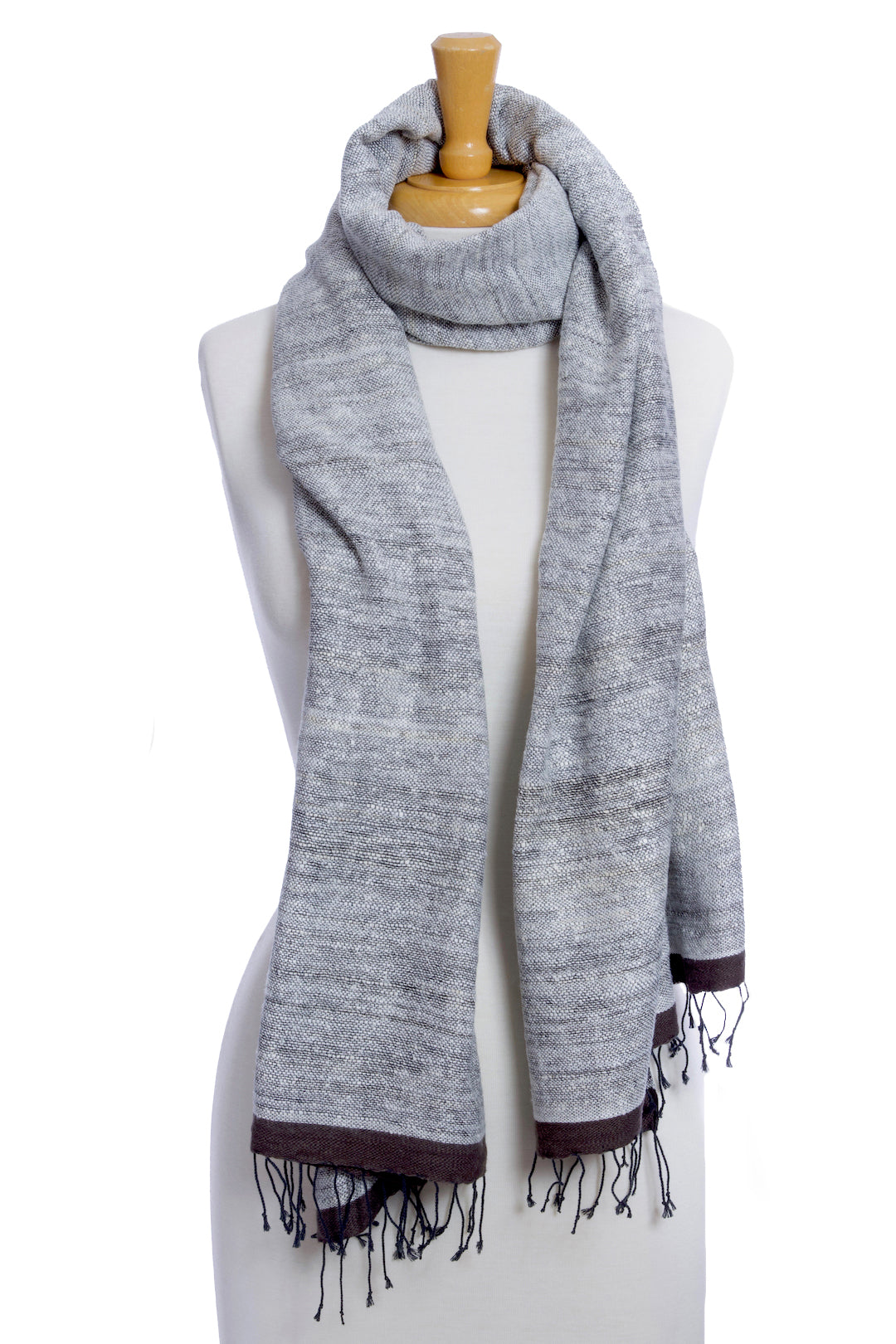 Stella Silk & Cotton Shawl with Smoky Gray Border Default Title