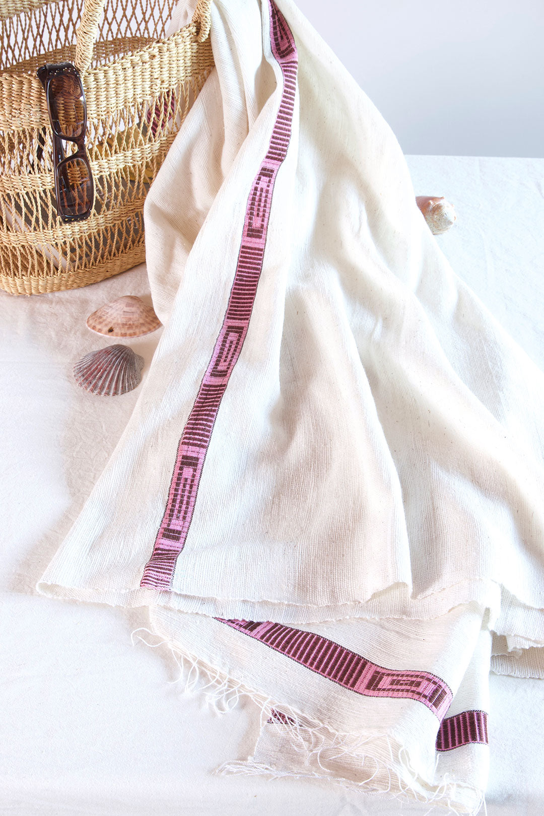 Ethiopian Cotton Hand Towel, Cream and Charcoal — Zeal Living