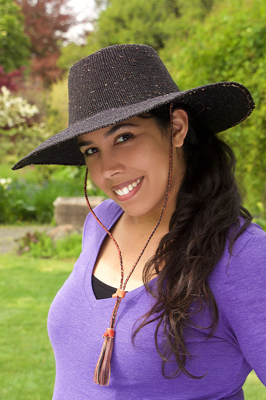 Black Wide Brimmed Elephant Grass Bolga Sun Hat