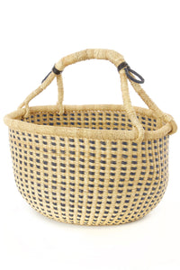 Midnight and Natural Checkered Bolga Decor Basket