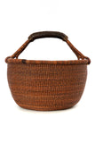 Cinnamon Stick Bolga Basket with Leather Wrapped Handles