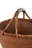 Cinnamon Stick Bolga Basket with Leather Wrapped Handles