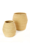Set of 2 Elephant Grass Barrel Baskets