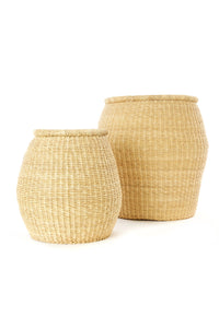 Set of 2 Elephant Grass Barrel Baskets