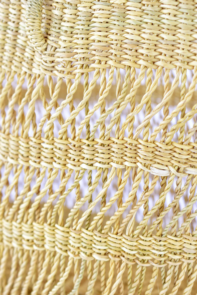 Lace Weave Short Shopper with Leather Handles from Ghana
