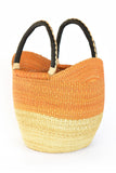 Pumpkin Color Block Wing Shopper with Leather Handles