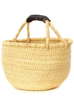 Black Leather Handled Natural Bolga Basket Default Title