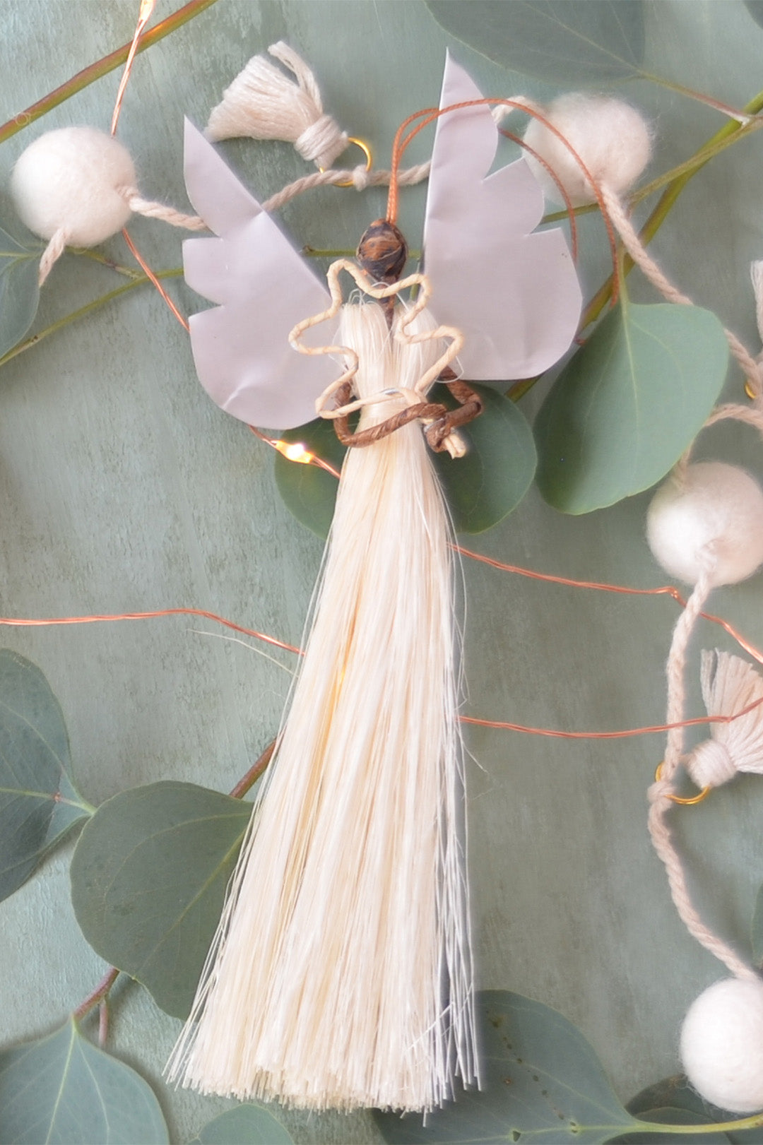 Flying Angel Ornament with Recycled Wings