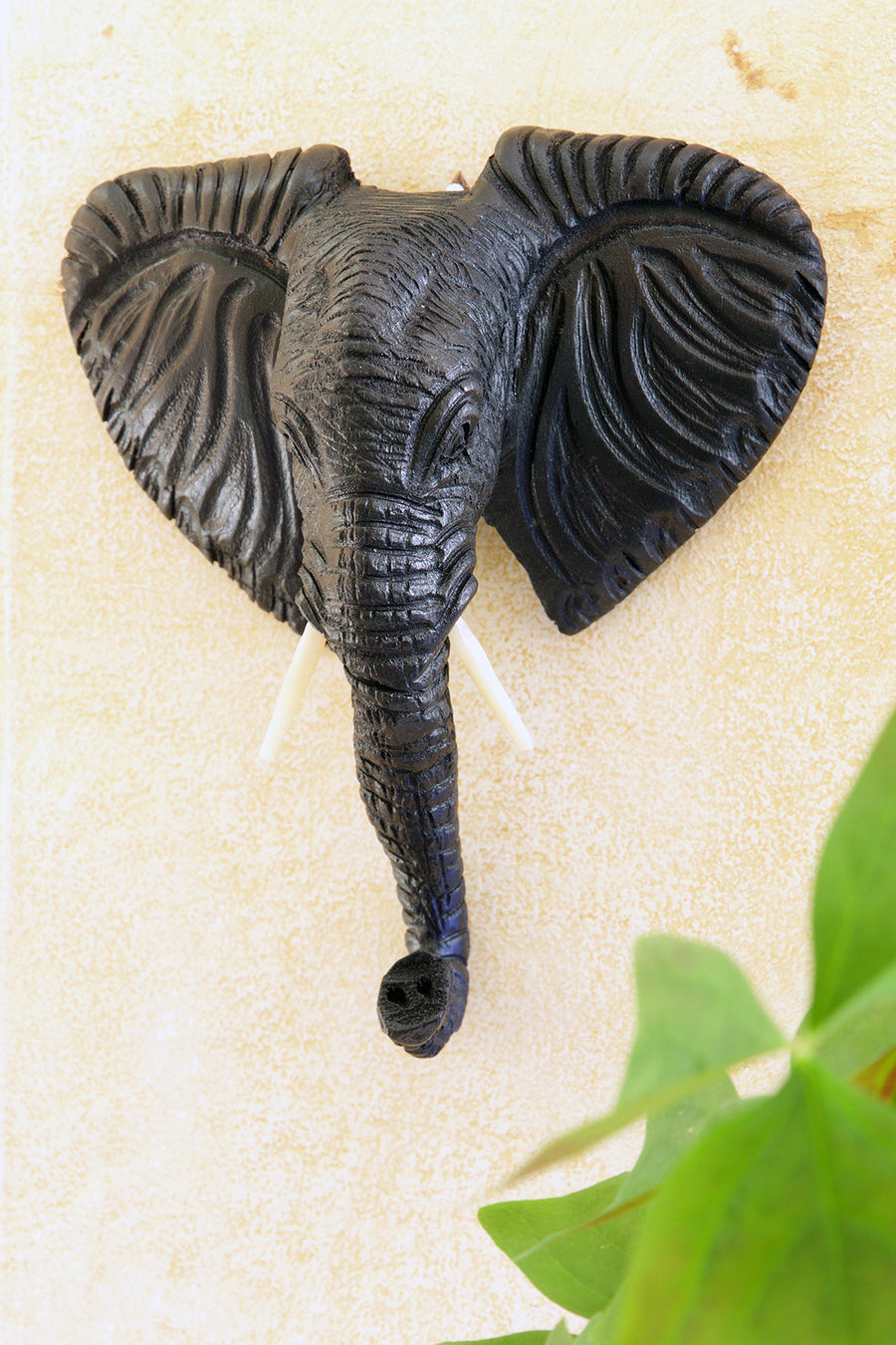 Carved African Elephant Mask Wall Hanging