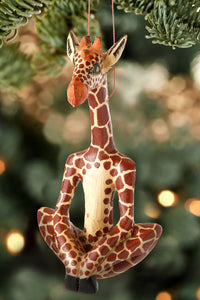 Yoga Giraffe Wooden Ornament Default Title