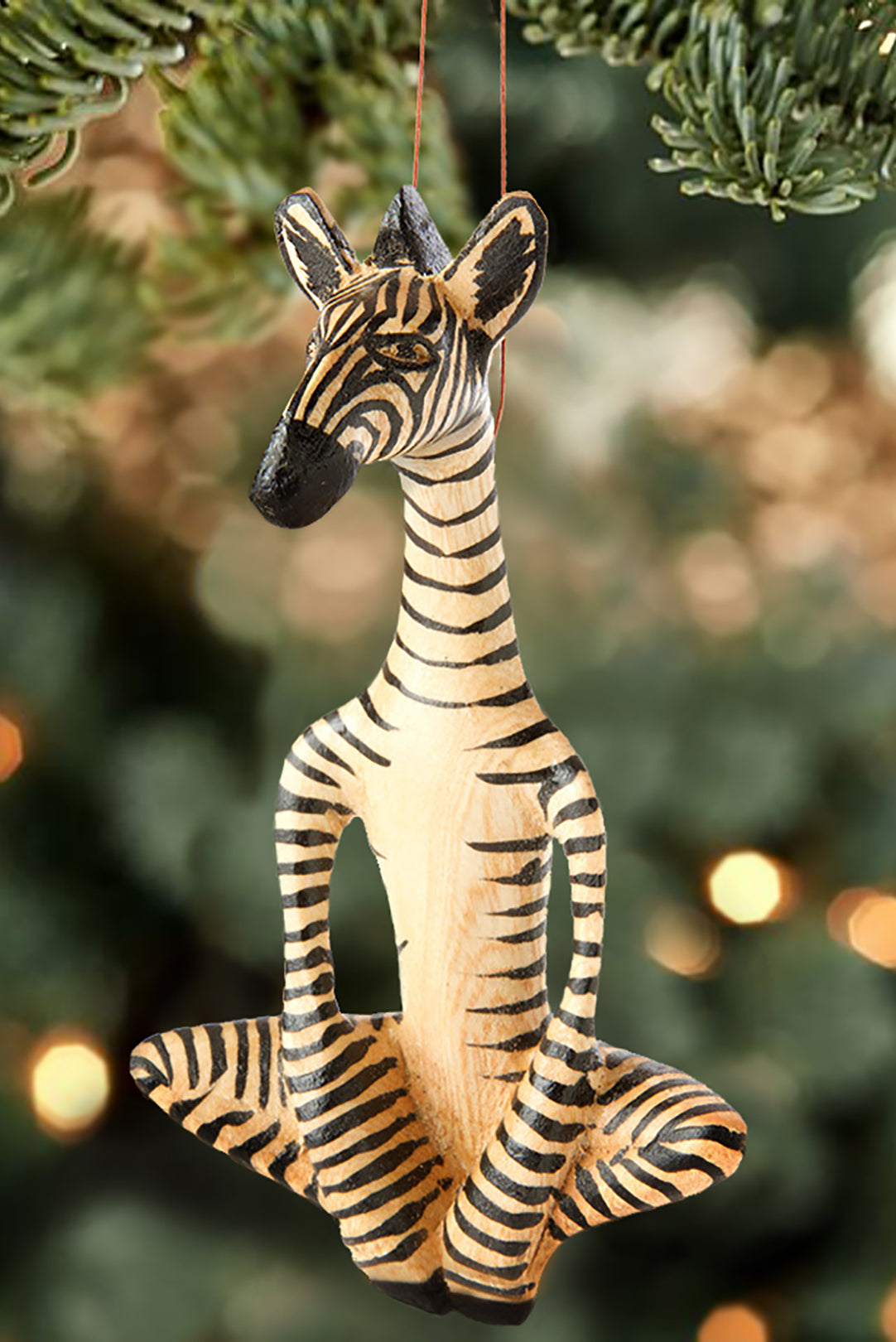 Yoga Zebra Wooden Ornament Default Title