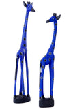 Jacaranda Wood Cobalt Giraffe Sculptures Large Cobalt Giraffe