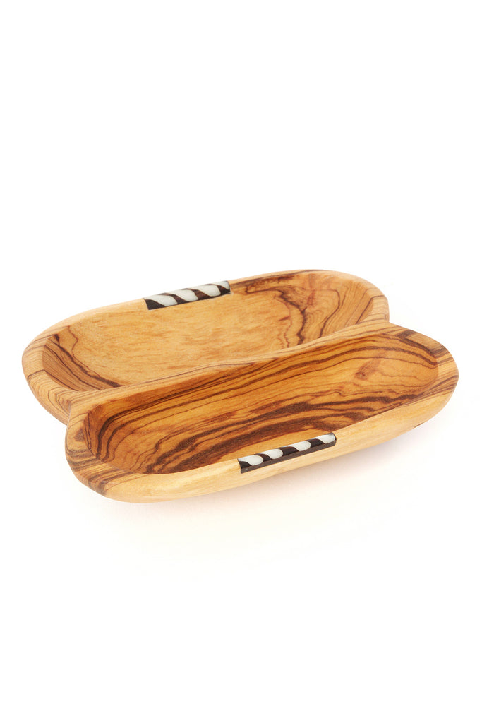 Side-by-Side Olive Wood & Bone Dipping Sauce Bowl Default Title