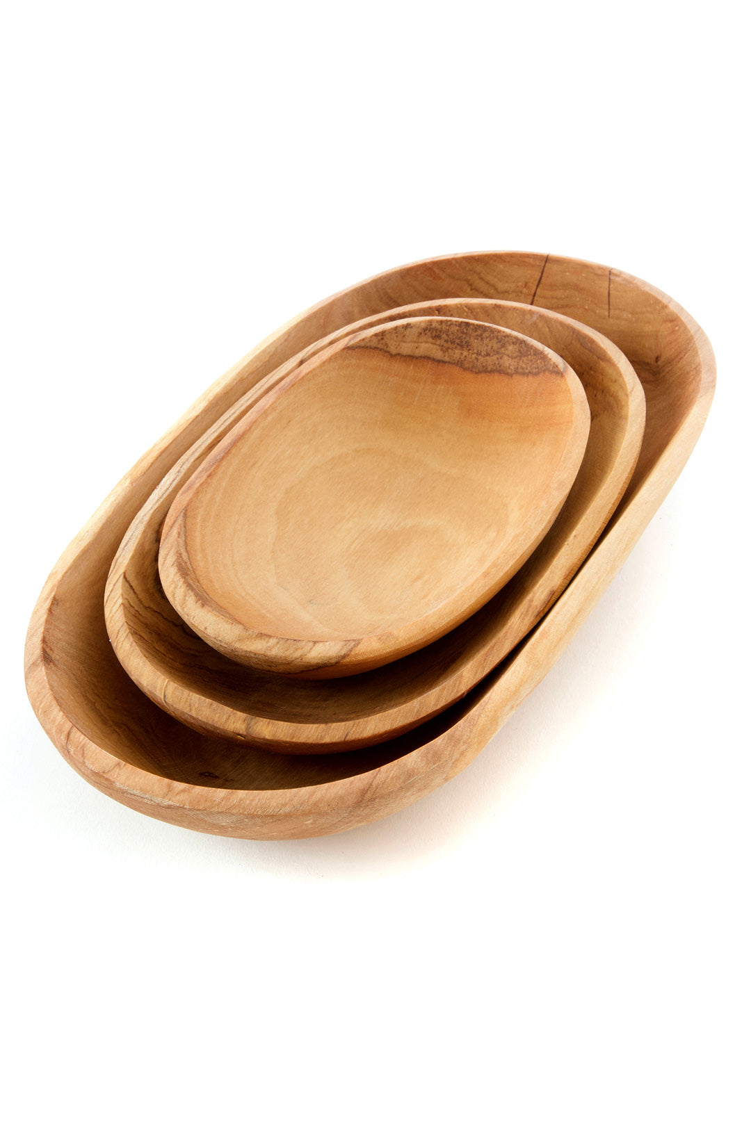 Set/3 Chef's Hand Carved Olive Wood Serving Bowls Default Title