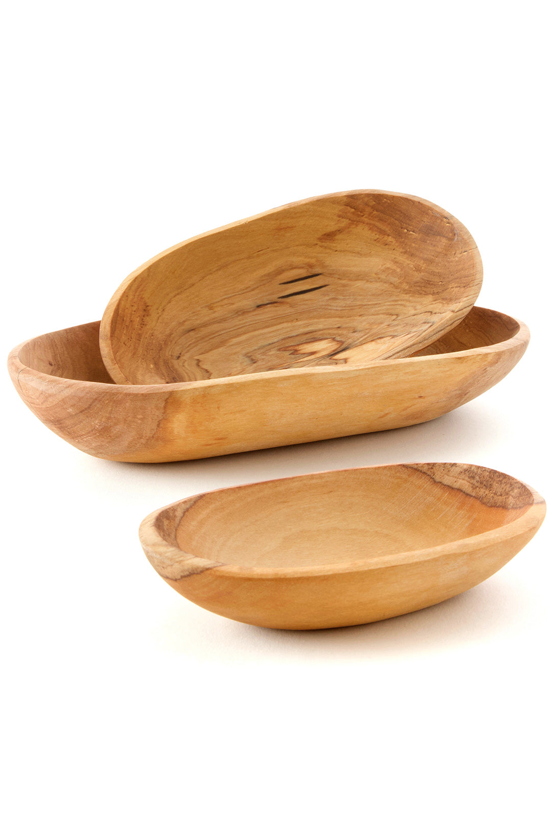 Set/3 Chef's Hand Carved Olive Wood Serving Bowls Default Title