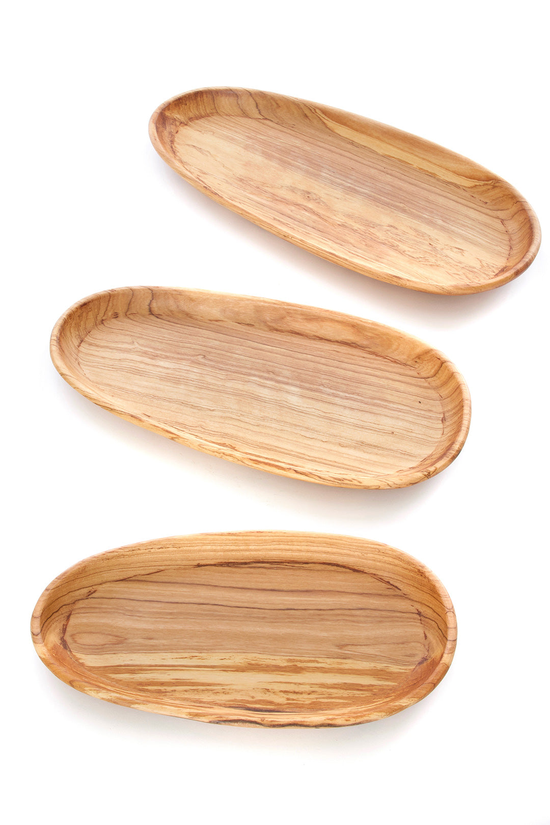 Set/3 Shallow Olive Wood Serving Bowls Default Title
