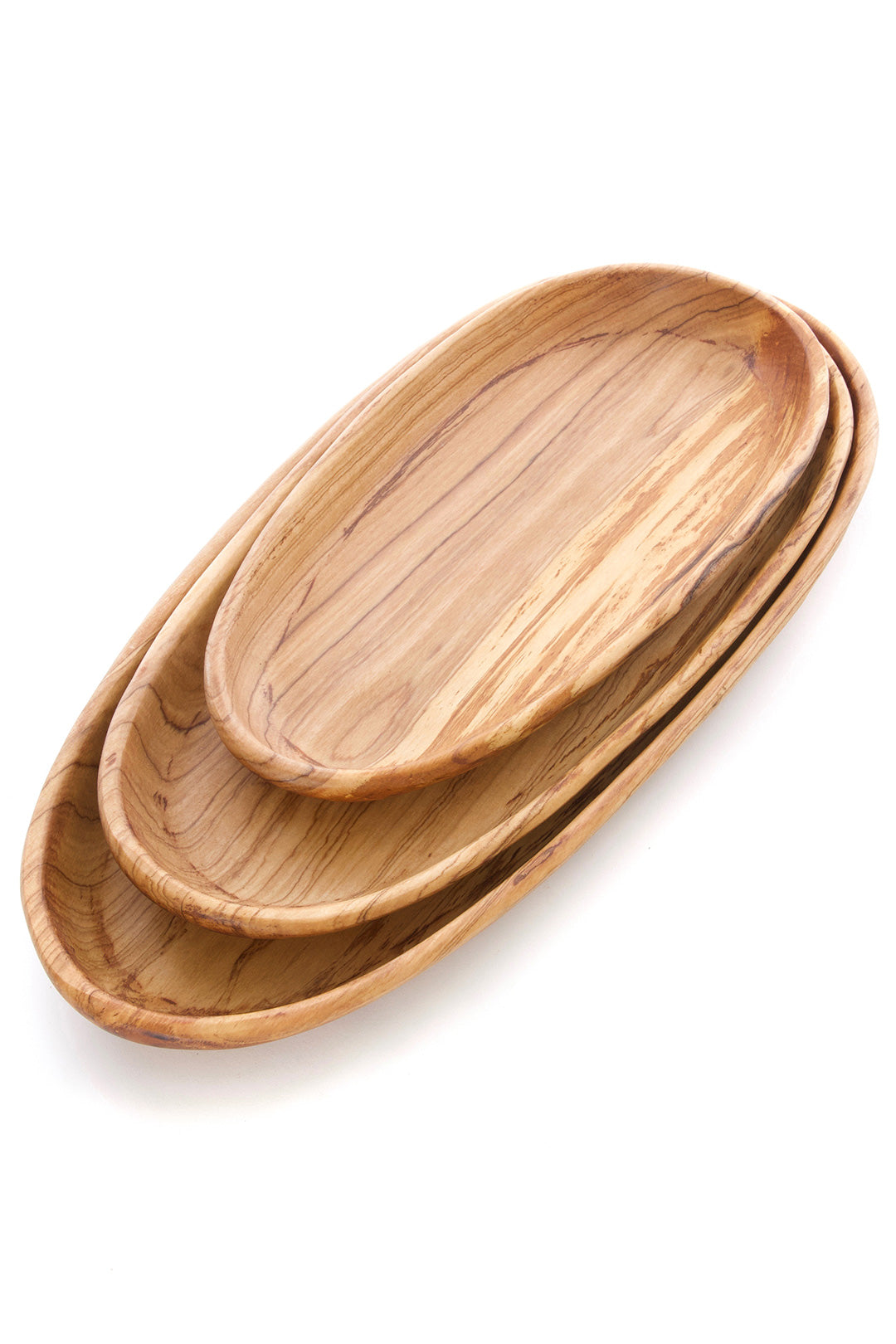 Set/3 Shallow Olive Wood Serving Bowls Default Title